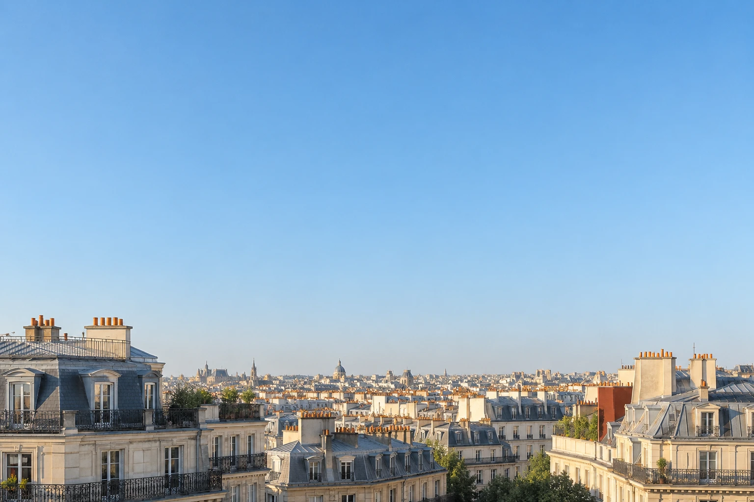 フランスの街並みと空を用いたブランドイメージ。AI生成。